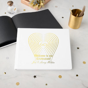 Gold Foil White Anniversary  Guest Book