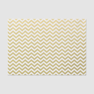Gold Foil White Chevron Pattern Tissue Paper