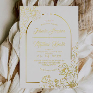 Gold Foil White Elegant Wildflower Wedding