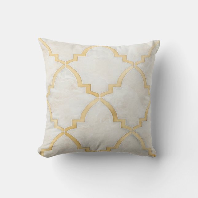 Gold Foil White Marble Pillow (Front)
