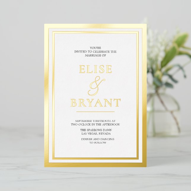Gold Foil & White Simple Modern Wedding (Standing Front)