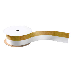 Gold Foil White Stripes Badge Pattern Satin Ribbon