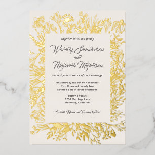 Gold Foil Wildflower Greenery Cream Wedding