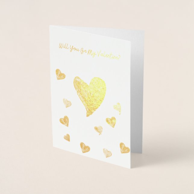 Gold Foil "Will You Be My Valentine?" Card (Front)