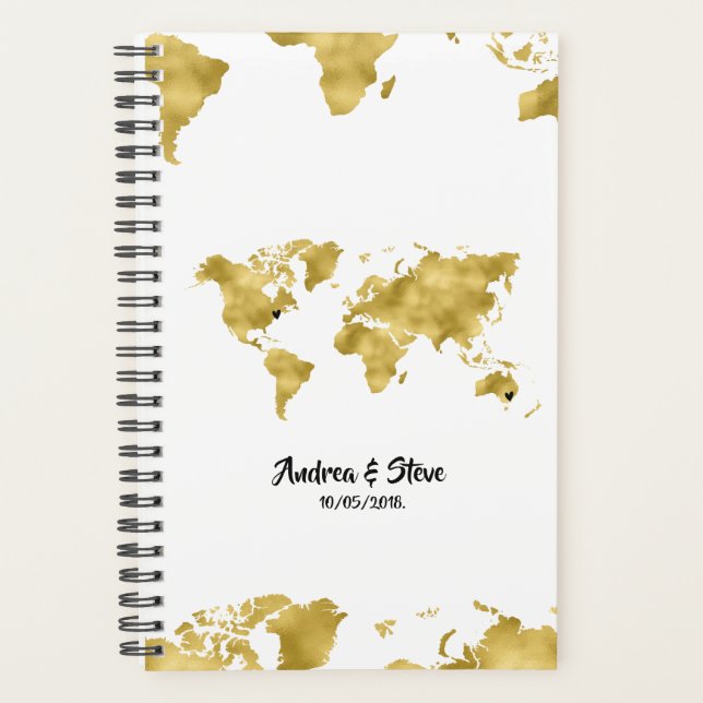 Gold Foil World Map avec des coeurs amovibles coup (Devant)