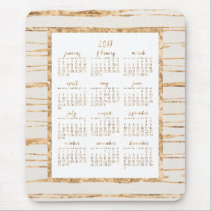 Gold Foil Yearly Calendar 2017 Mouse Pads