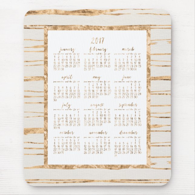 Gold Foil Yearly Calendar 2017 Mouse Pads (Front)