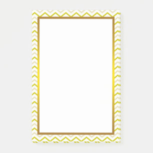 Gold Foil Yellow Lime Chevron Zigzag Pattern Post-it Notes