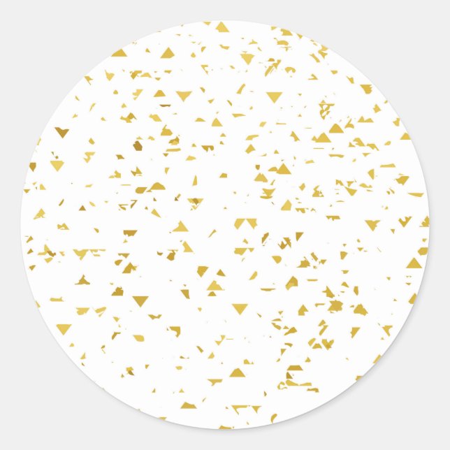 Gold foile confetti,pattern,white,chic,elegant,fun classic round sticker (Front)