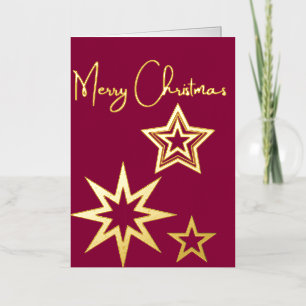 Gold foiled en stars Christmas Card
