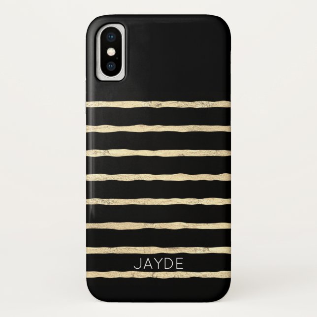 Gold Foils Stripes Personalized Mobile Phone Case (Back)