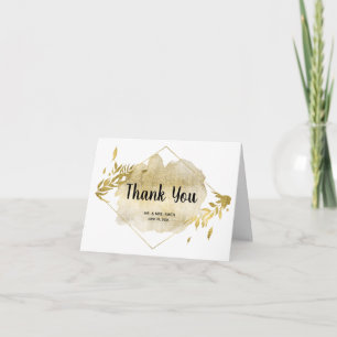 Gold Foliage Effet Mariage Merci Carte Note