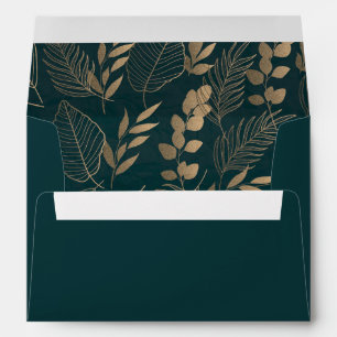 Gold Foliage Forest Green 5x7 Enveloppe d'invitati