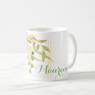 Gold Foliage Framed Name Coffee Mug