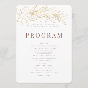 Gold Foliage Modern + Minimalist Wedding Program