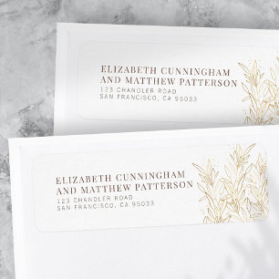 Gold Foliage Modern Wedding Return Address