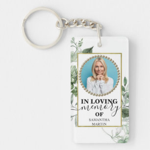 Gold Foliage Remembrance In Loving Memory Photo Keychain