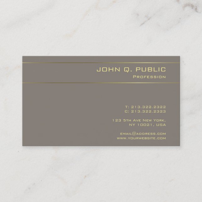 Gold Font Elegant Template Modern Professional Business Card (Front)