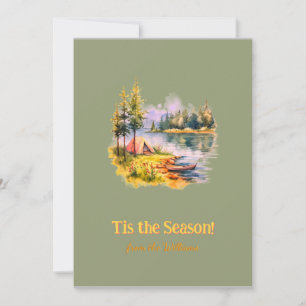 Gold Font Minimalist Christmas Holiday Camp Lake