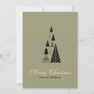 Gold Font Minimalist Christmas Tree Holiday Season Card