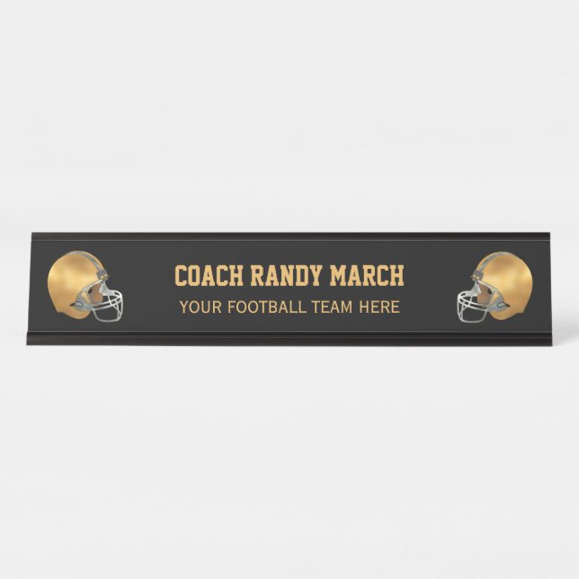 Gold Football Coach Desk Name Plate (Front)