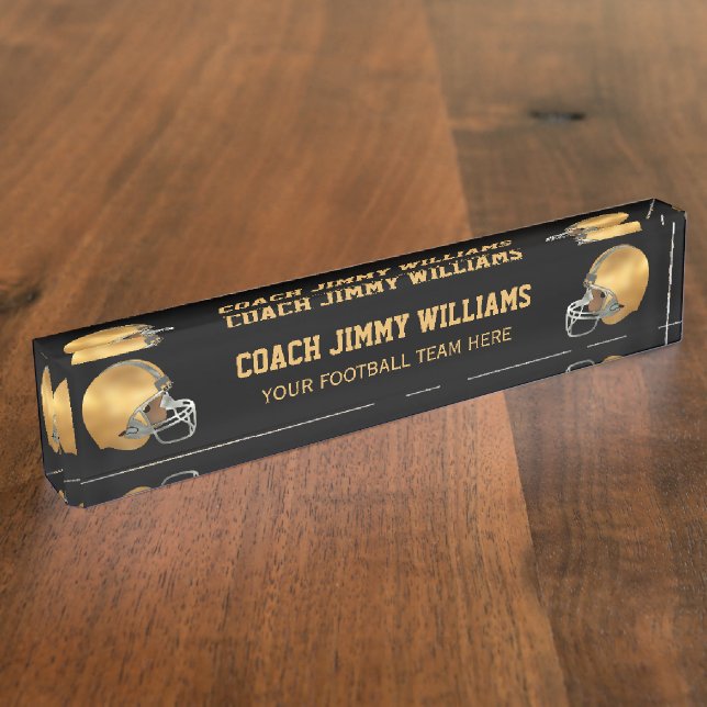 Gold Football Coach Nameplate (Side)