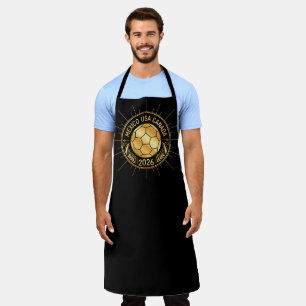 Gold Football Emblem 2026 Mexico USA Canada Apron