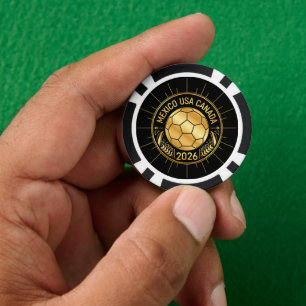 Gold Football Emblem 2026 Mexico USA Canada Poker Chips