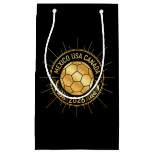 Gold Football Emblem 2026 Mexico USA Canada Small Gift Bag
