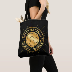 Gold Football Emblem 2026   Mexico USA Canada Tote Bag