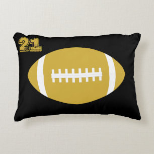 Gold Football Player Custom Jersey Number/Letters Accent Pillow