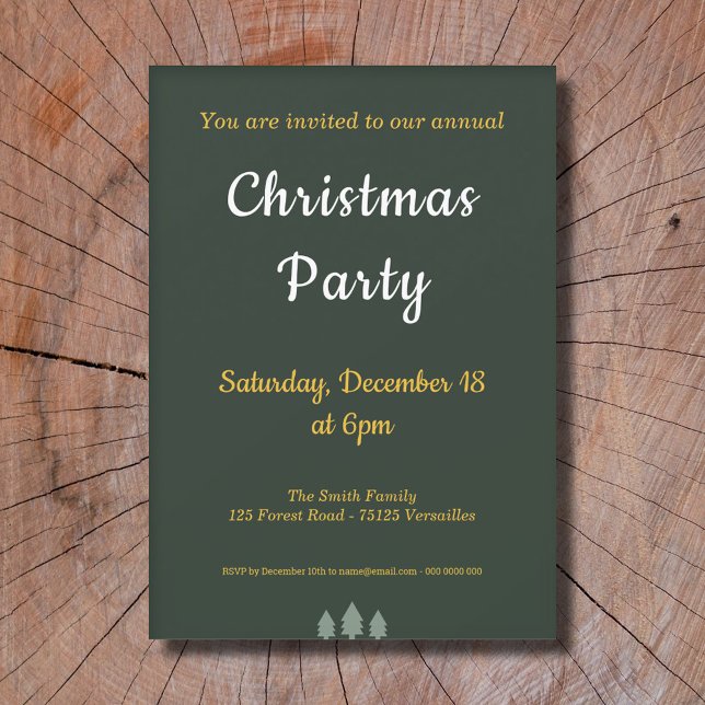 Gold & Forest Green Christmas Party Invitation (Gold & Forest Green Christmas Party Invitation)