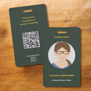 Gold & Forest Green Circle Photo Employee Badge
