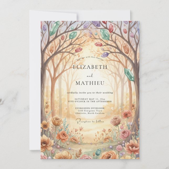 Gold Forest Wildflower Wedding Invitation (Front)