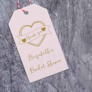 Gold Forever Hearts Bridal Shower Gift Tags