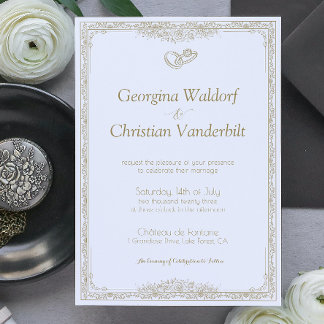 Gold Formal Simple Minimalist Wedding Invitation