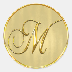 Gold Formal Wedding Monogram M Seal Invitation