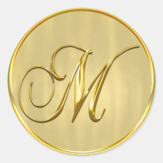 Gold Formal Wedding Monogram M Seal Invitation