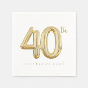 Gold Forty 40th Birthday Balloon Party Napkin