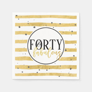 Gold Forty & Fabulous 40th Birthday Party Napkins