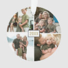 Gold Four Photo Christmas Holiday Ornament