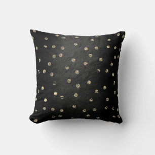 Gold Foxier Rose Black Pink Metallic Polka Dots Throw Pillow