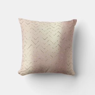 Gold Foxier Rose Gold Pink Metal Zig Zag Chevron Throw Pillow