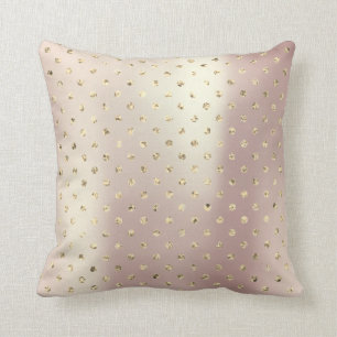 Gold Foxier Rose Gold Pink Metallic Polka Dots Throw Pillow