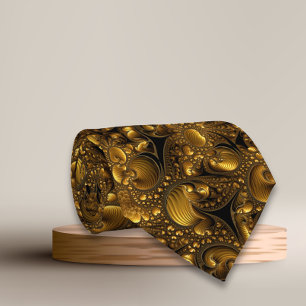 Gold Fractal mandelbrot Tie