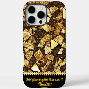 Gold fragments on a dark surface iPhone 16 pro max case