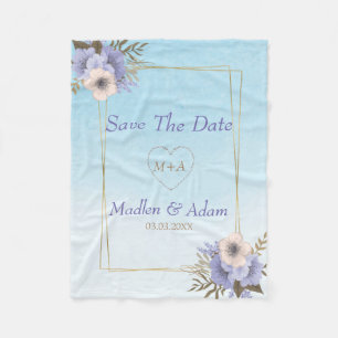 Gold Frame And Flowers Fleece Blanket