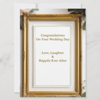 Gold Frame And Roses Wedding Wishes Card 🌹