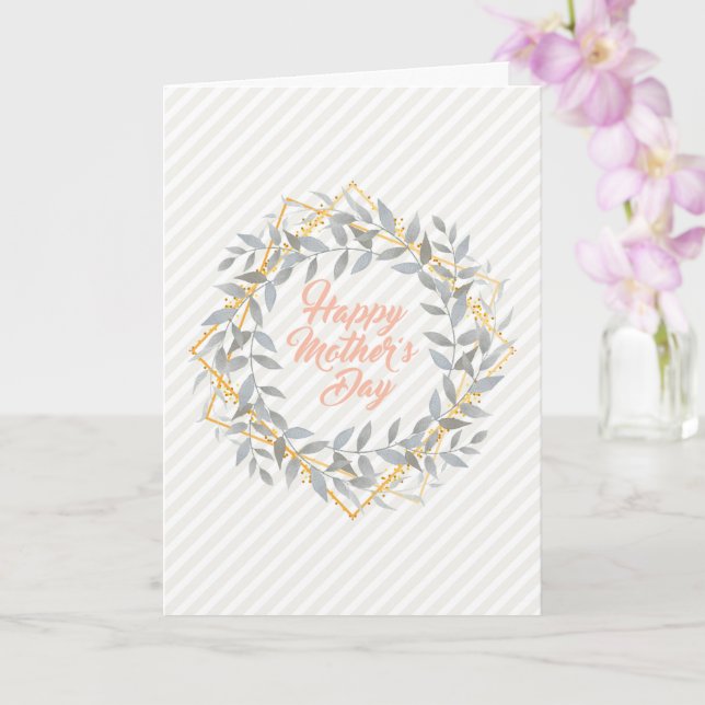 Gold Frame and Watercolor Wreath Mother's Day Card (Orchid)