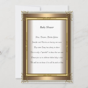 Gold Frame  Baby Shower Party gold Invitation